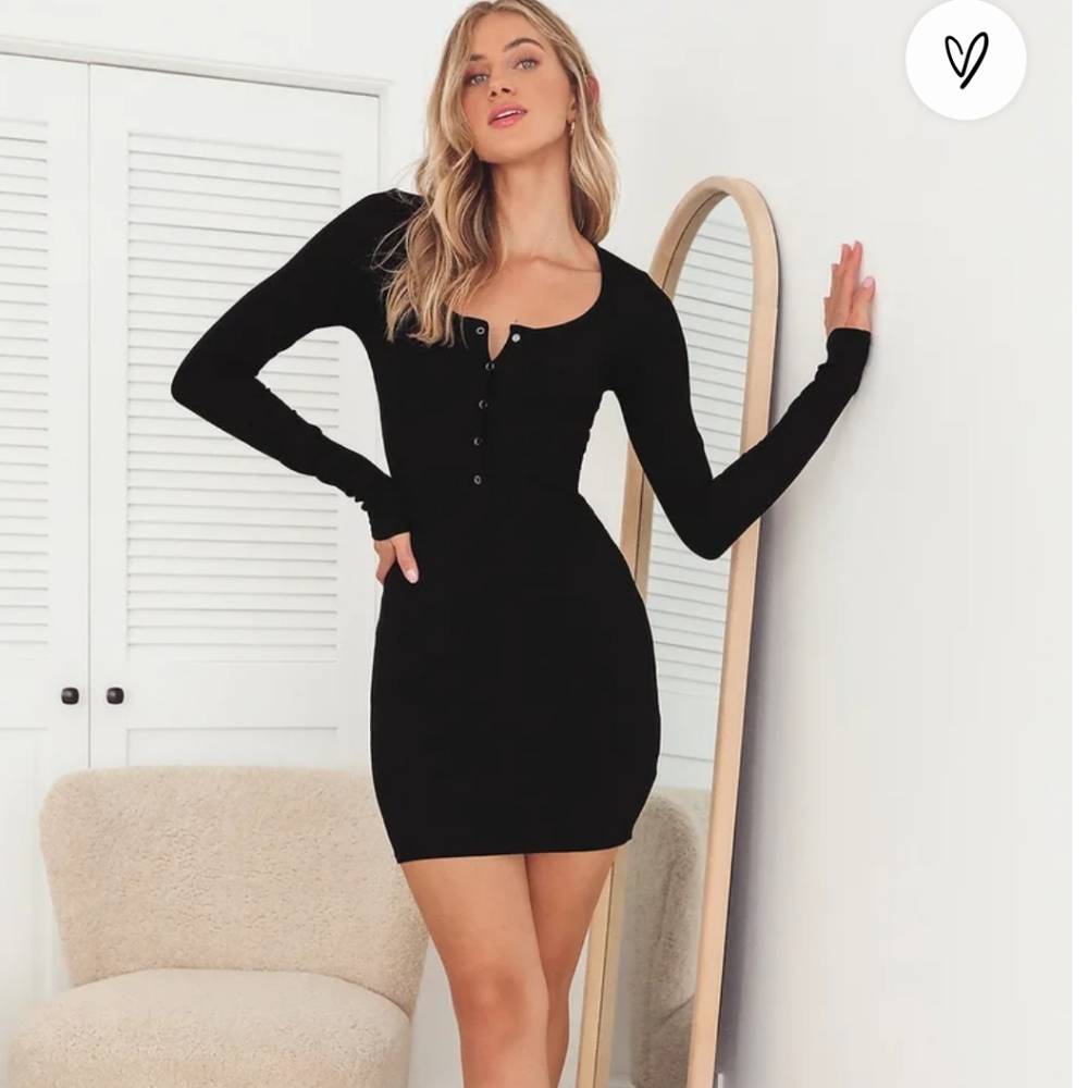 NWOT Lulu's ribbed snap dress